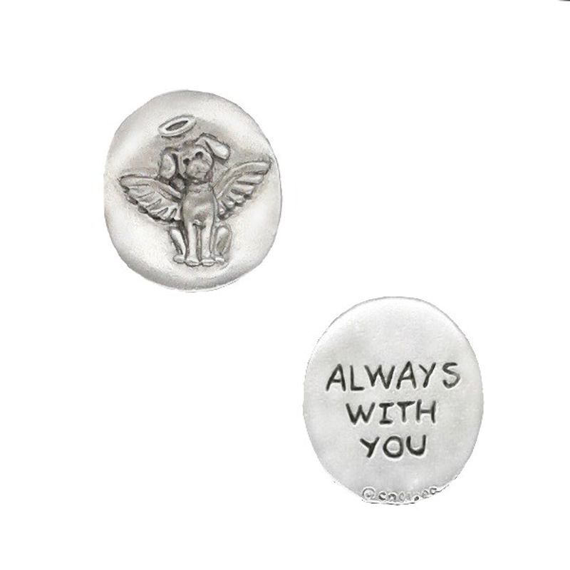 Always With You - Dog with Halo - Pocket Pewter Token - Click Image to Close
